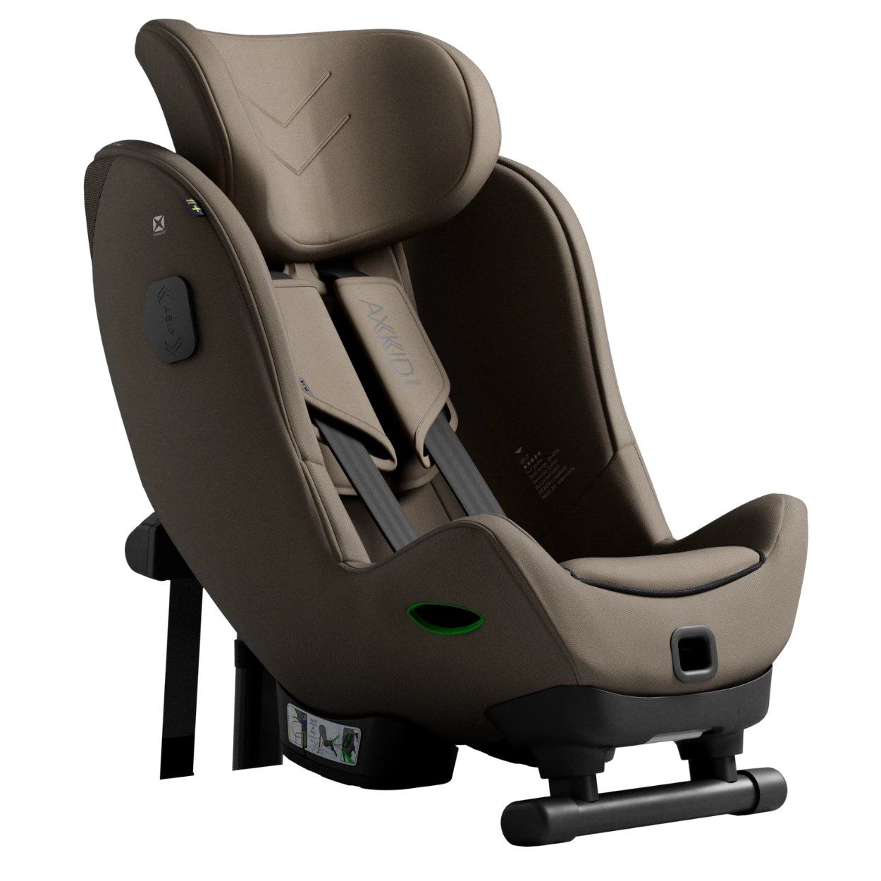 L'Axkid Minikid 4 Max dans son coloris beige, appui-tête relevé.