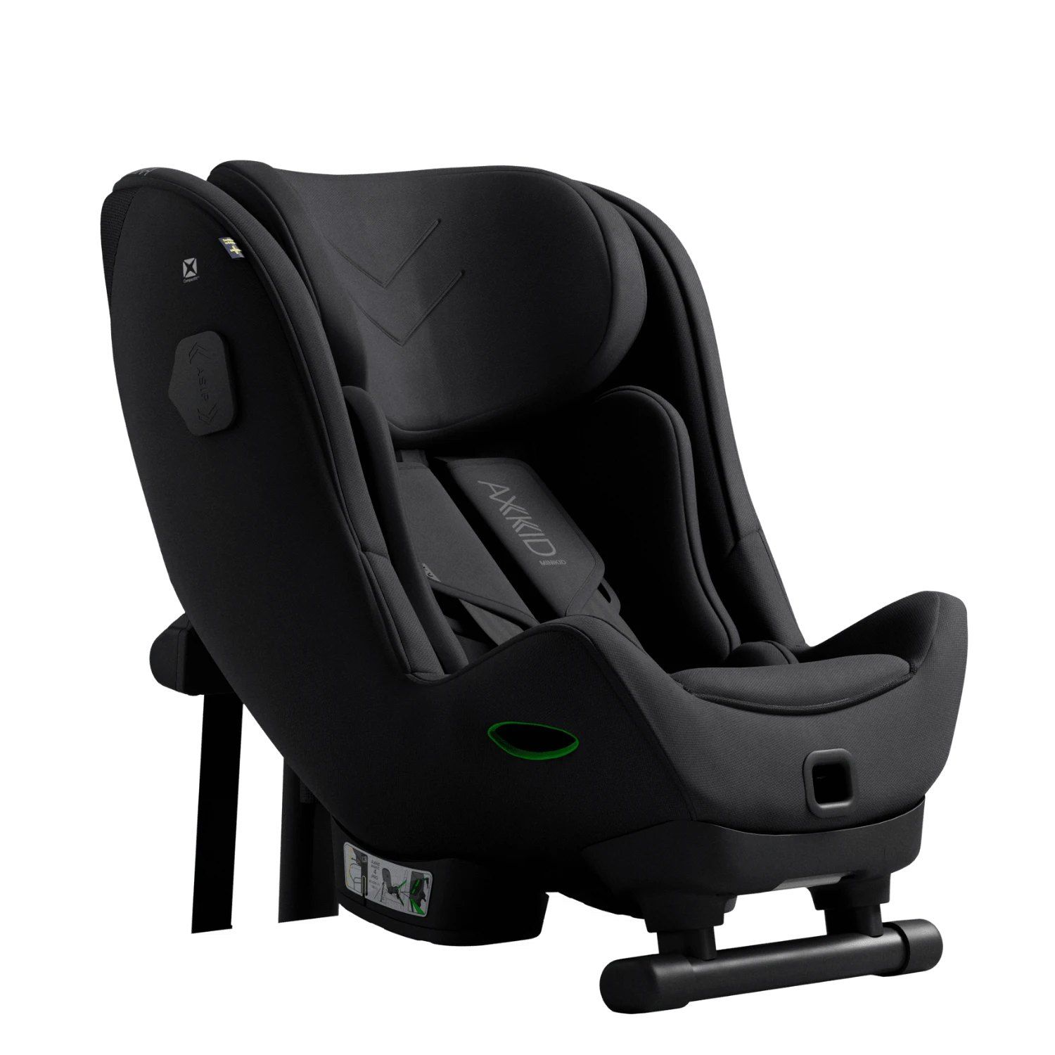 Le siège auto Axkid Minikid 4 Max vu de trois quarts, sur fond blanc.