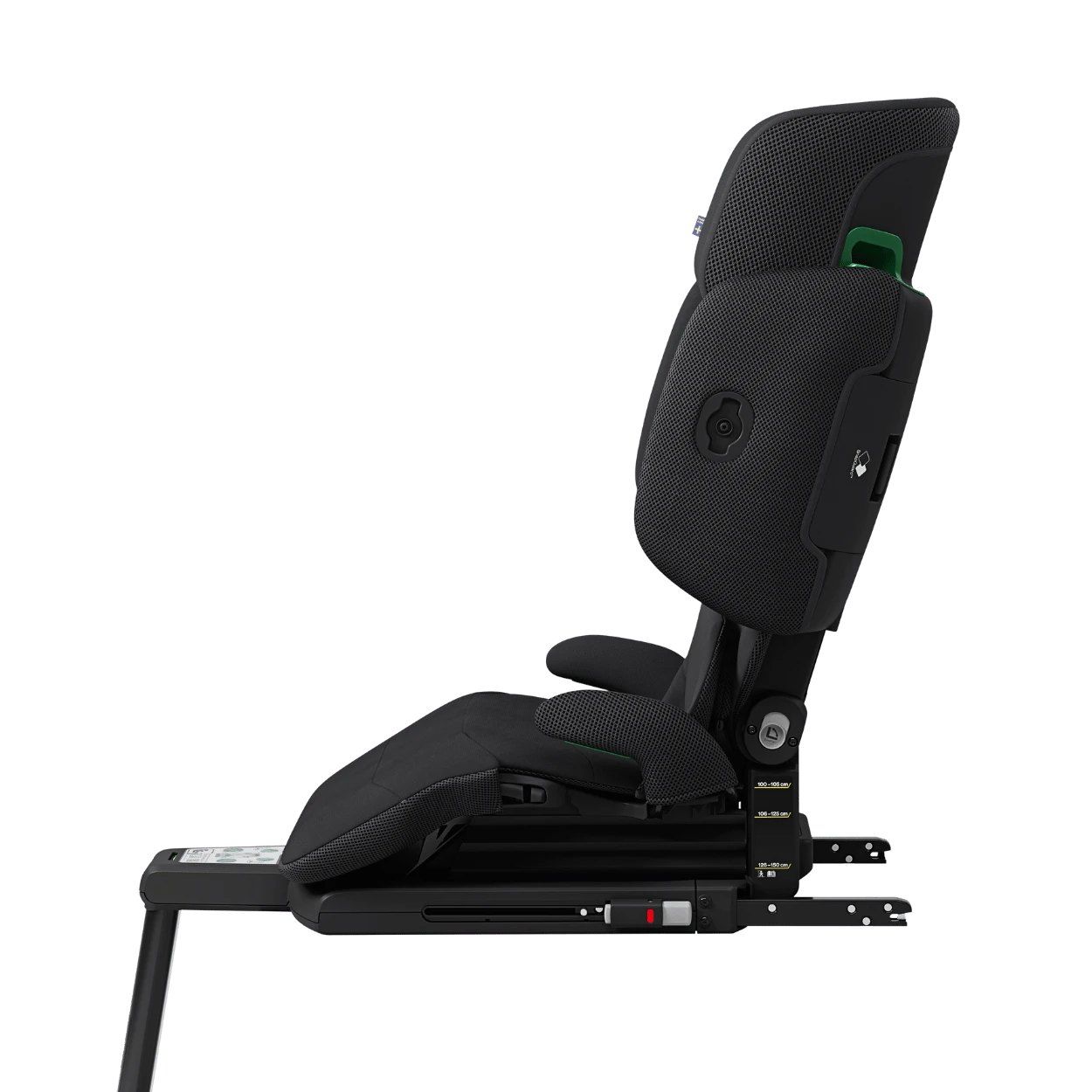 Le rehausseur Axkid Up de profil, sur son support ISOFIX.