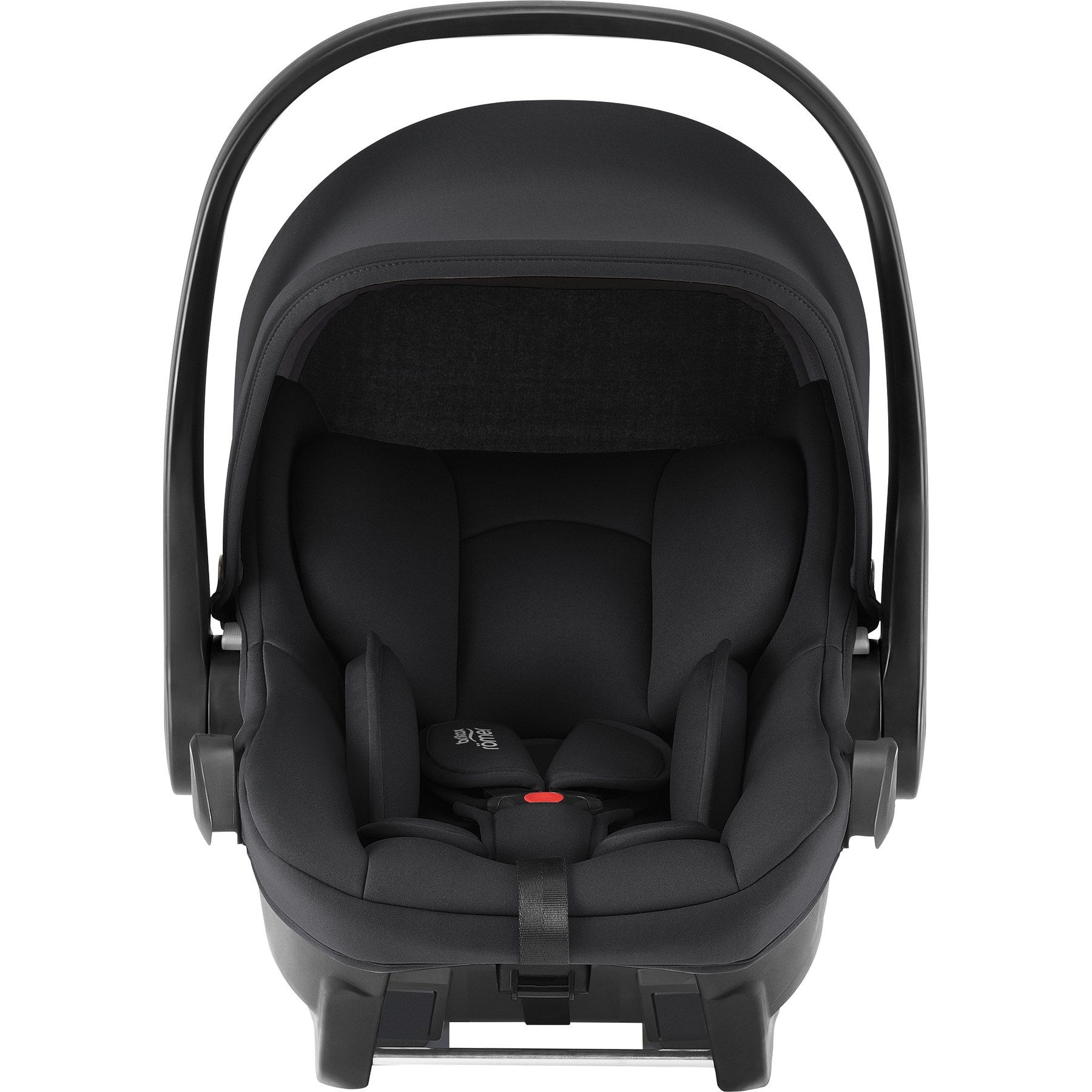 La coque Baby-Safe Core vue de face, avec son harnais et sa capote