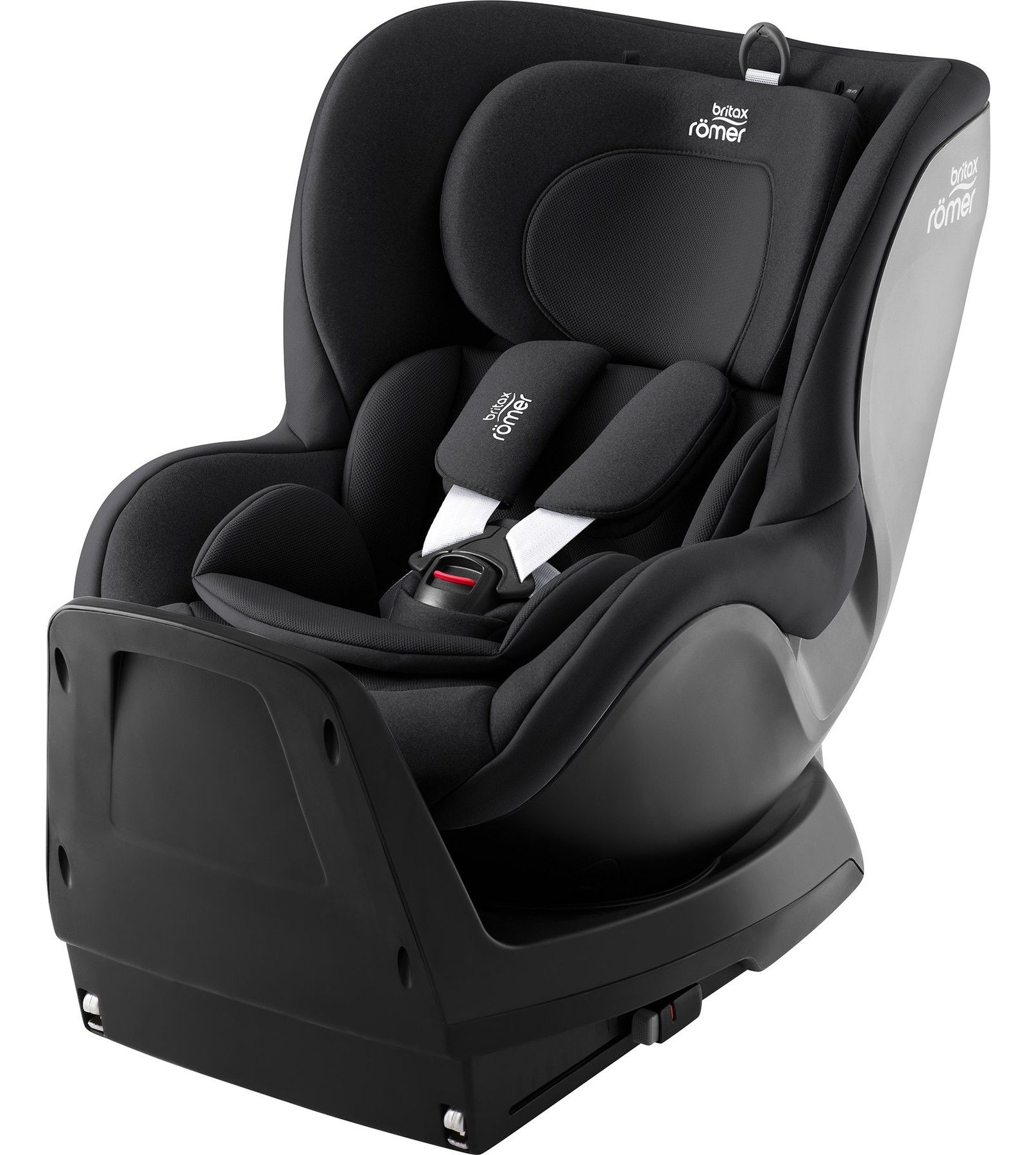 Le siège Dualfix M Plus vu de trois quarts, posé sur sa base pivotante