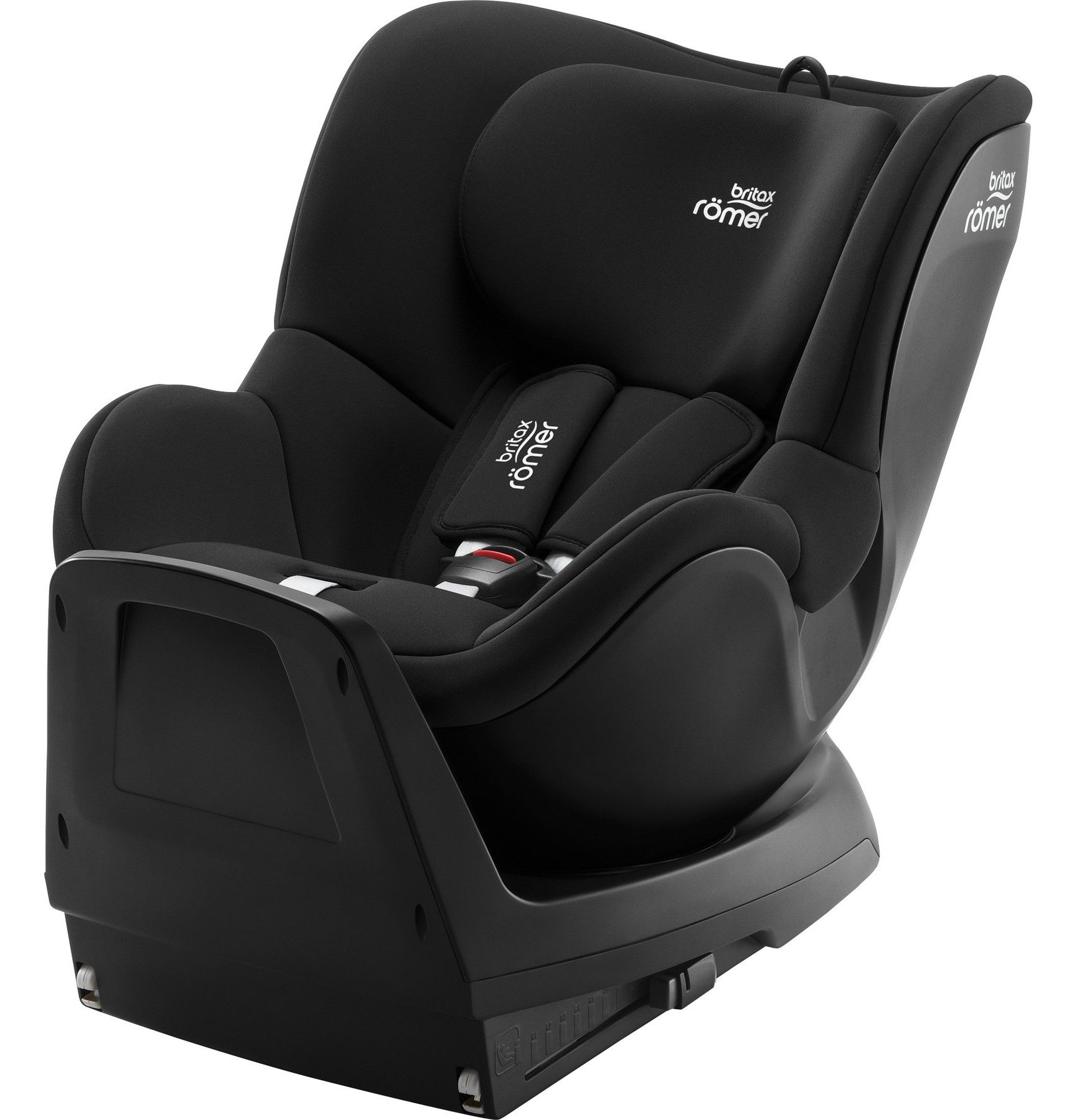Le siège Dualfix Plus vu de trois quarts, posé sur sa base pivotante