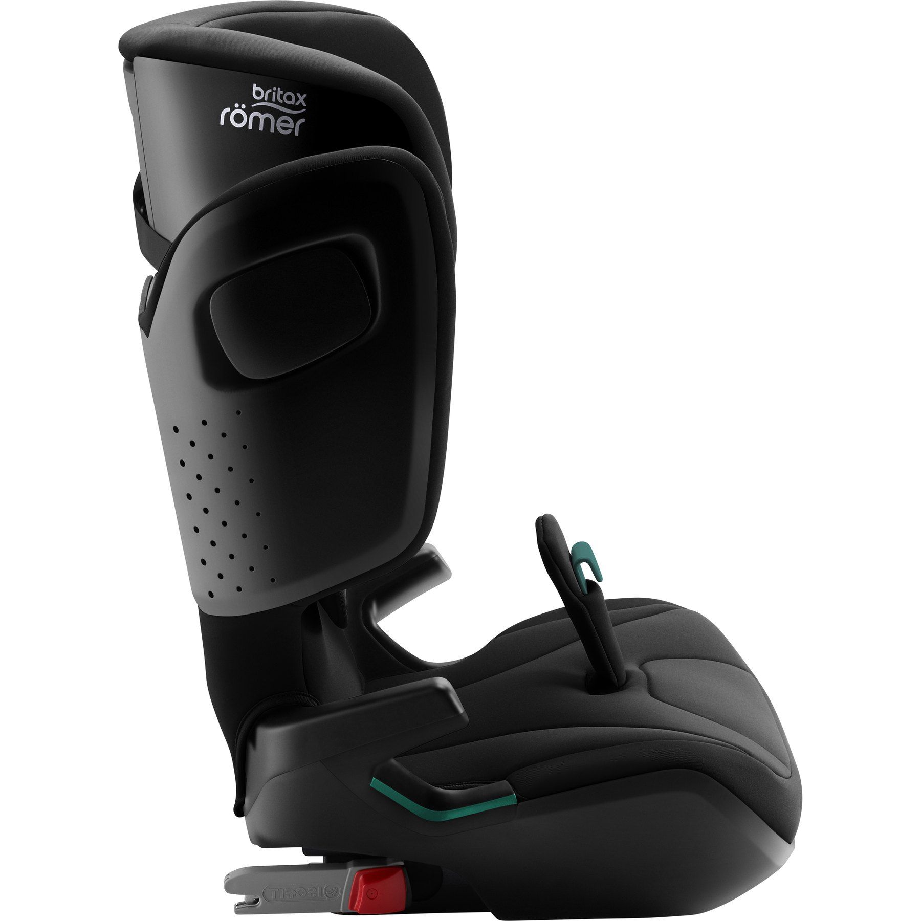 Le Kidfix i-Size vu de profil, avec son dossier haut et son guide de ceinture