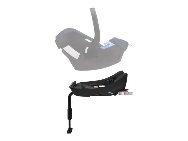 Base ISOFIX Cybex Base 2-Fix avec une coque Aton 5 au-dessus, vue de profil