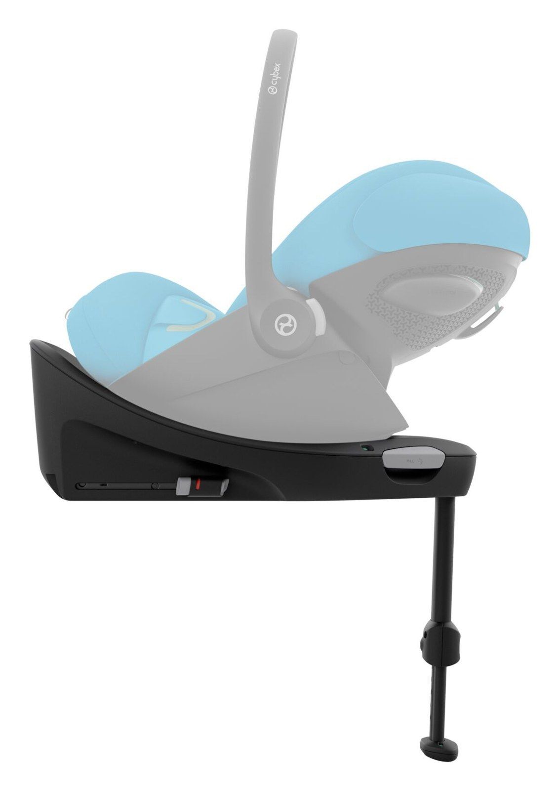 Coque Cybex Cloud G i-Size installée sur la base G, vue de profil
