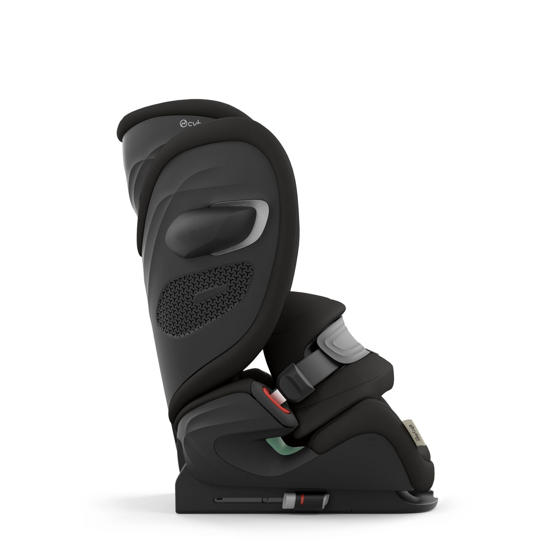 Siège Cybex Pallas G3 vu de profil, avec son bouclier d'impact devant l'assise.