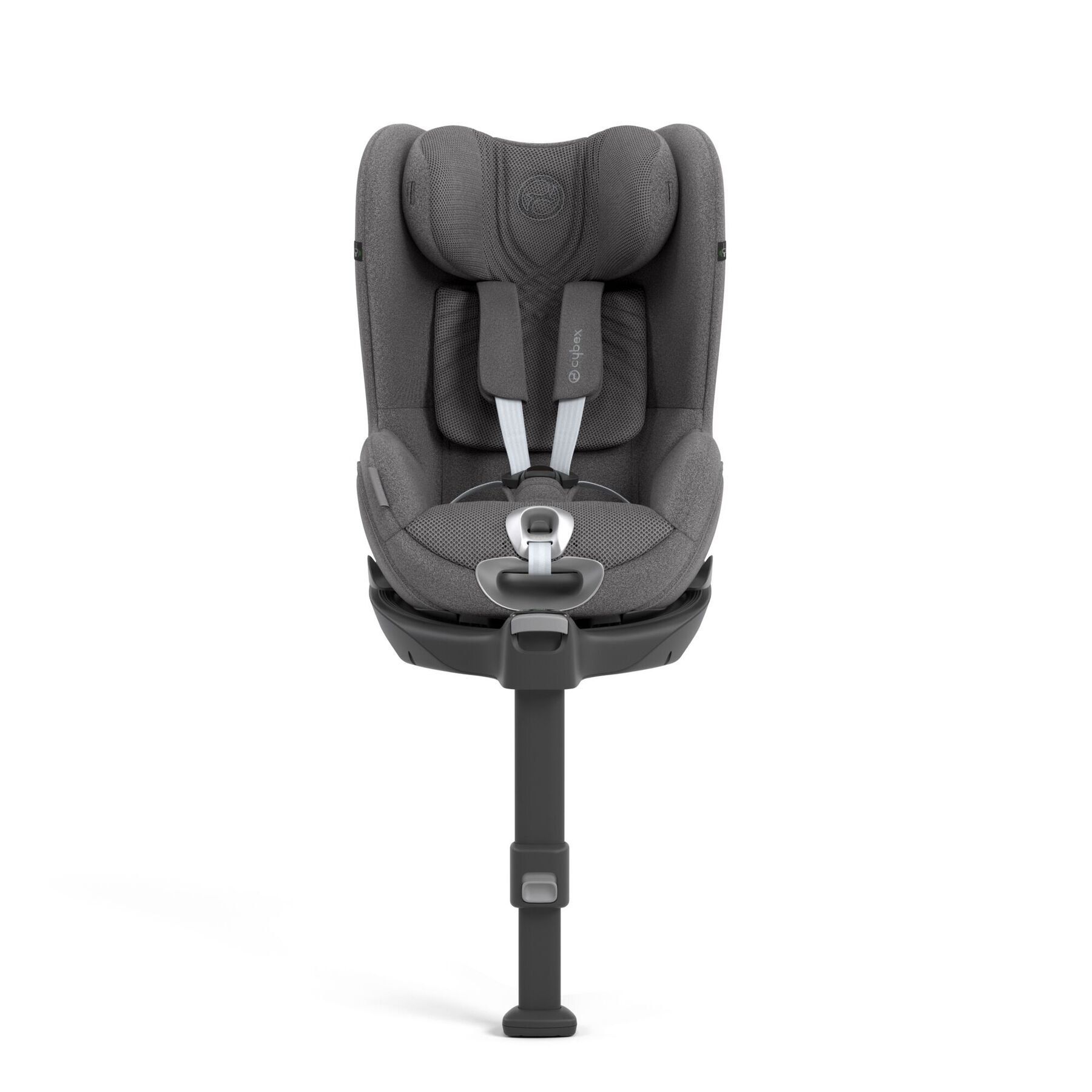 Siège Cybex Sirona T i-Size vu de face, avec son harnais et sa boucle centrale.