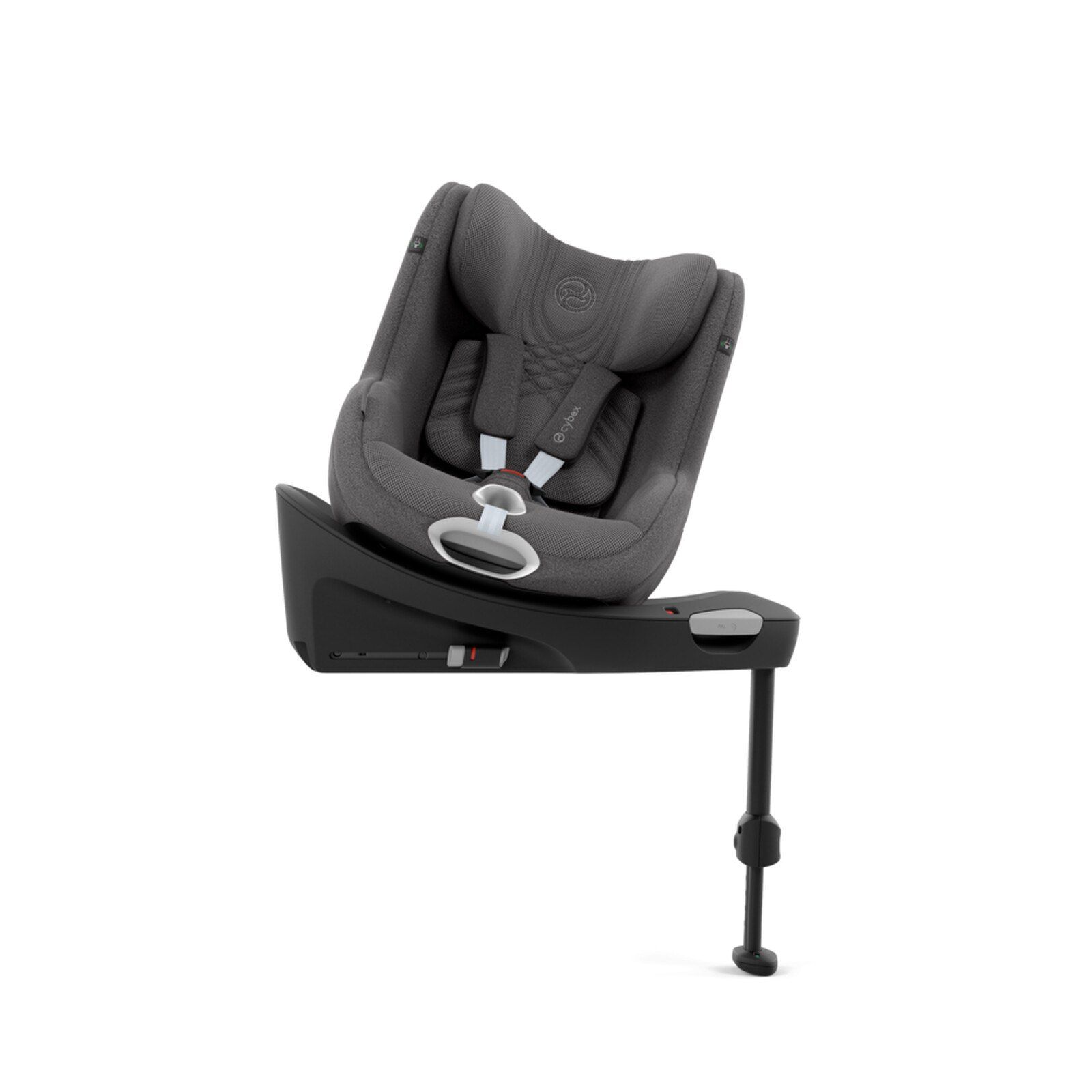 Siège Cybex Sirona Ti vu de face, avec son harnais et sa boucle centrale.