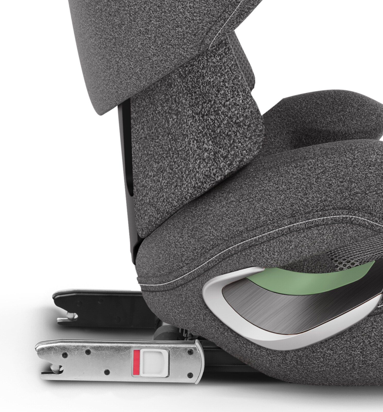 Gros plan sur le connecteur ISOFIX à la base du rehausseur Cybex Solution T i-Fix.