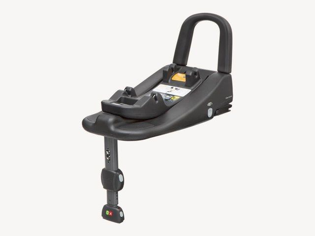 Base Joie i-Base Advance seule, vue de trois quarts avec sa barre anti-rebond et sa jambe de force