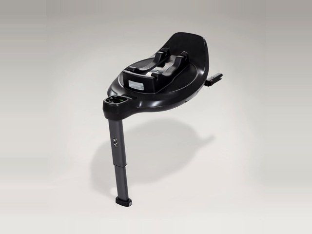 Base pivotante Joie i-Base Encore seule, vue de trois quarts avec son indicateur et sa jambe de force