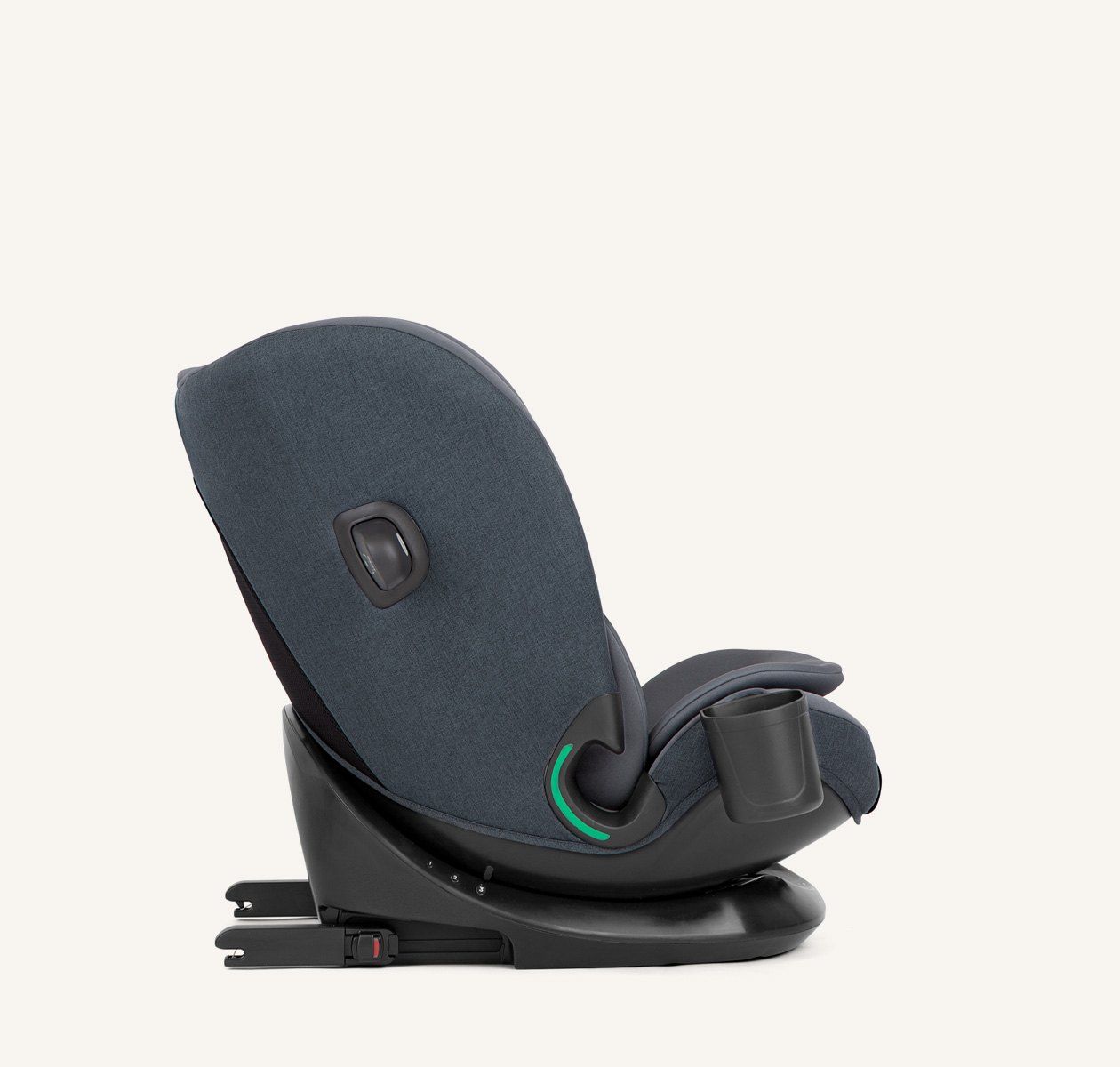 Siège Joie i-Bold vu de profil, coque inclinée, avec ses connecteurs ISOFIX