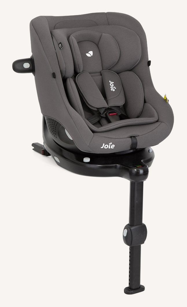 Siège auto pivotant Joie i-Pivot 360 vu de trois quarts, avec sa jambe de force