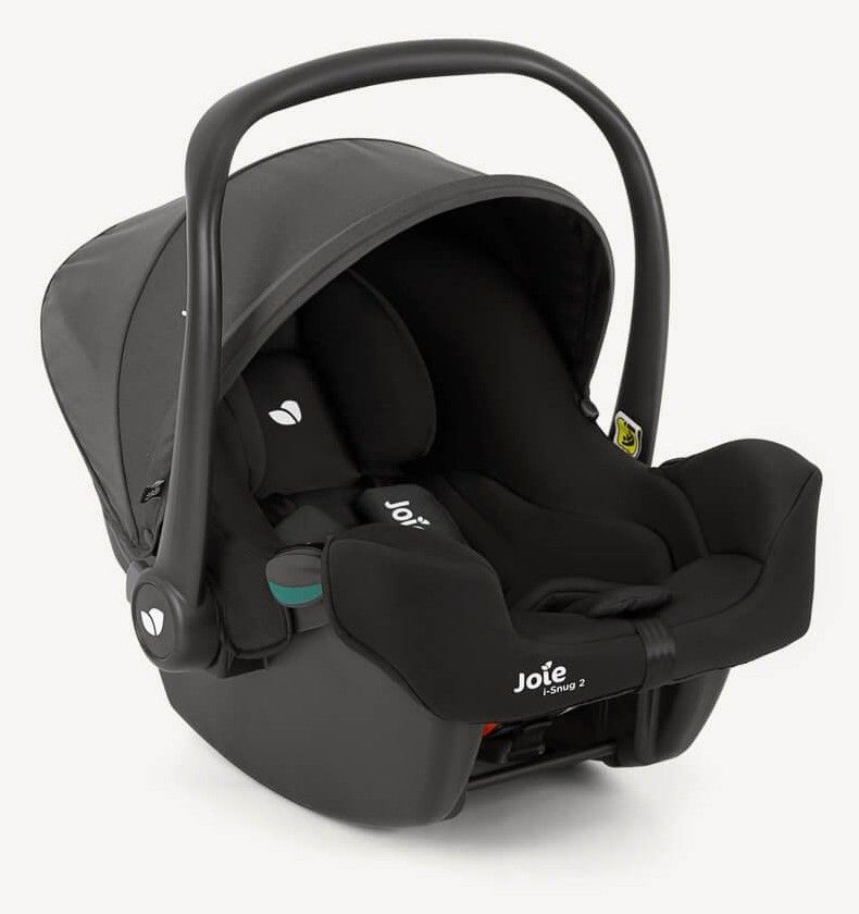 Coque bébé Joie i-Snug 2 vue de trois quarts, capote relevée