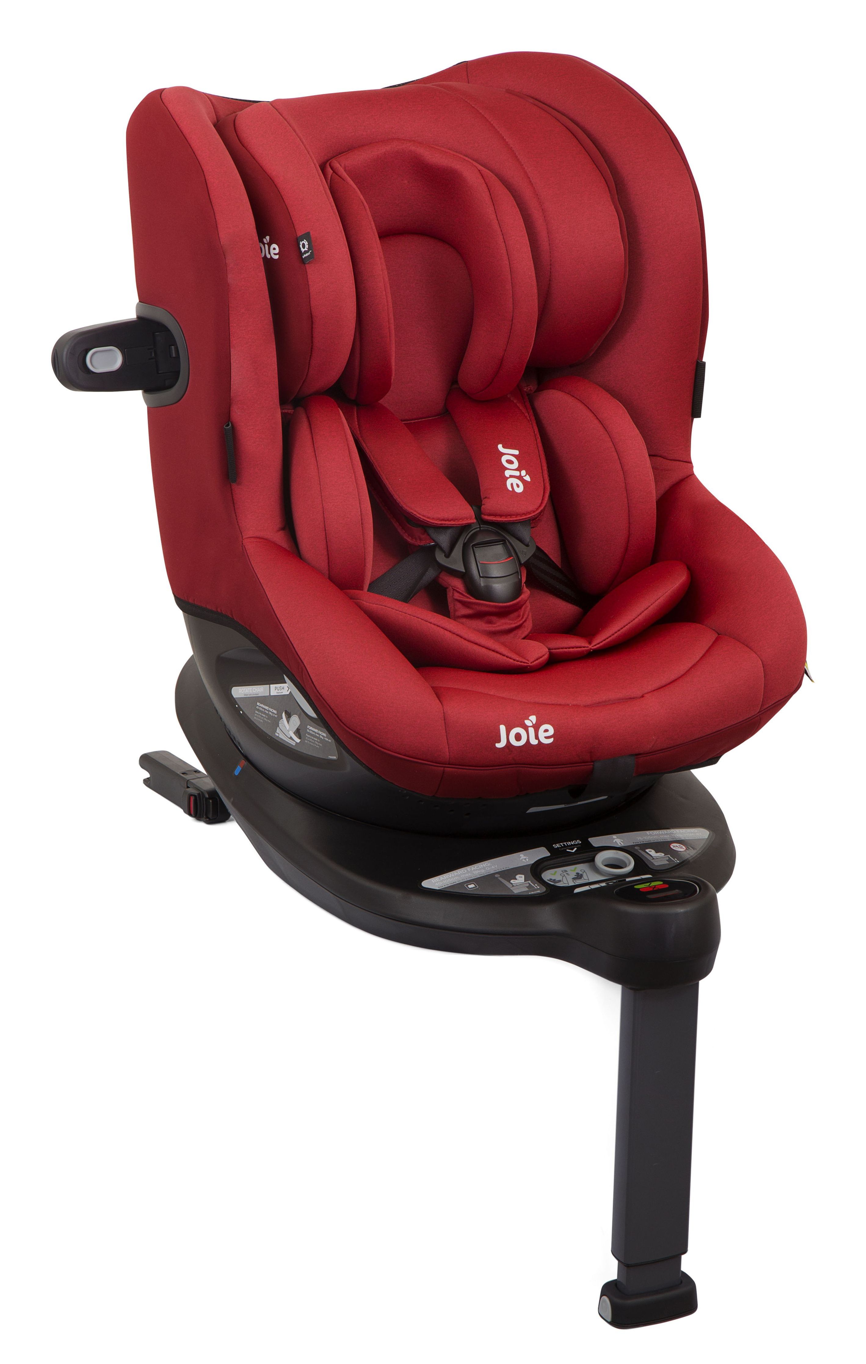 Siège auto pivotant Joie i-Spin 360, coloris rouge (Merlot), vu de trois quarts