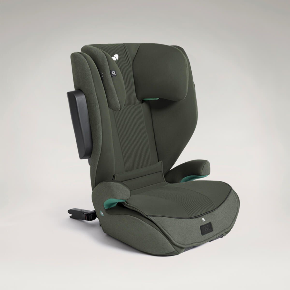 Rehausseur Joie i-Traver vu de trois quarts, avec ses connecteurs ISOFIX