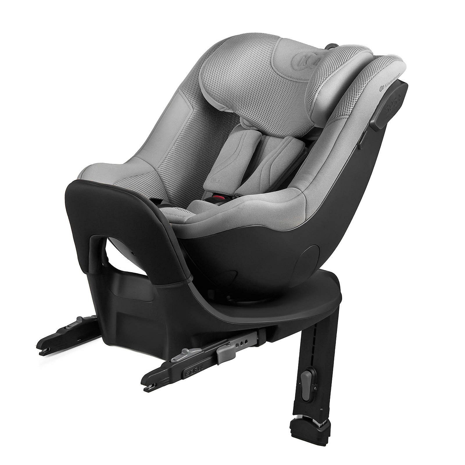Siège Kinderkraft i-Guard Pro gris vu de trois quarts sur sa base.