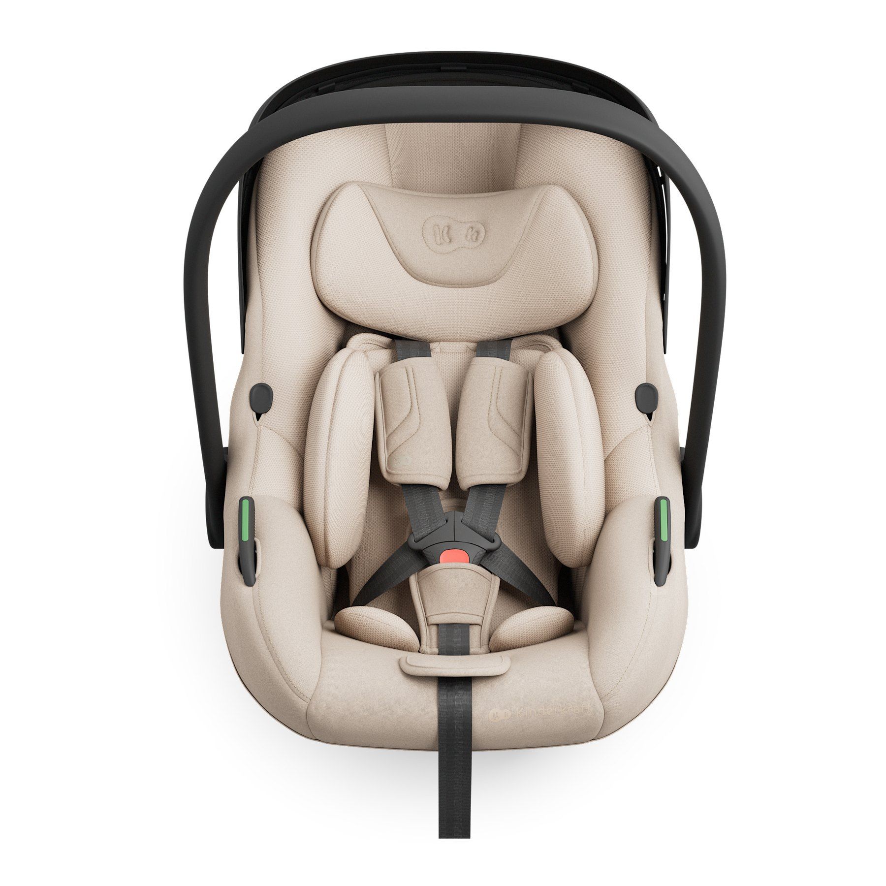 Intérieur de la coque Kinderkraft I-Lite vu de face, avec son harnais et son réducteur.