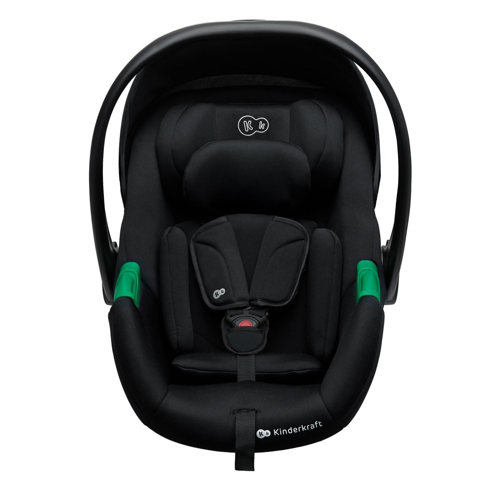 Intérieur de la coque Kinderkraft Mink Pro 2 vu de face, avec son harnais, sa boucle et son réducteur.