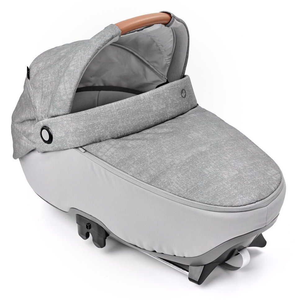 Nacelle auto Maxi-Cosi Jade, coloris gris chiné, vue de trois quarts avec sa capote