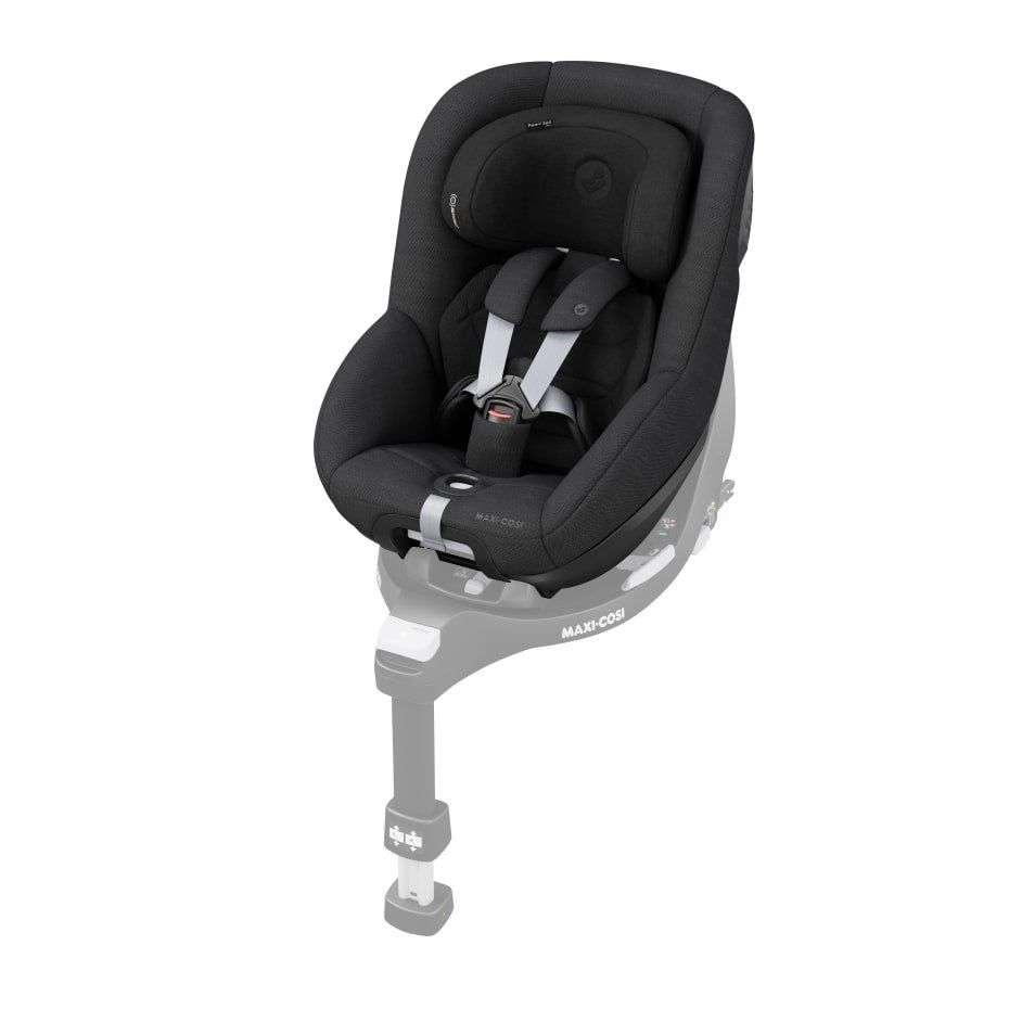 Maxi-Cosi Pearl 360 Pro vu de trois quarts, avec son pied de support