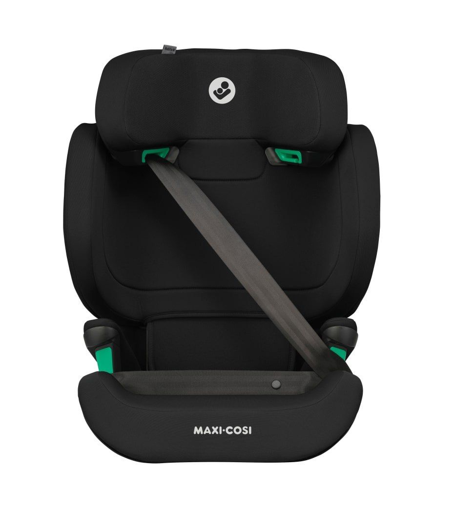 Maxi-Cosi RodiFix M vu de face avec la ceinture de la voiture