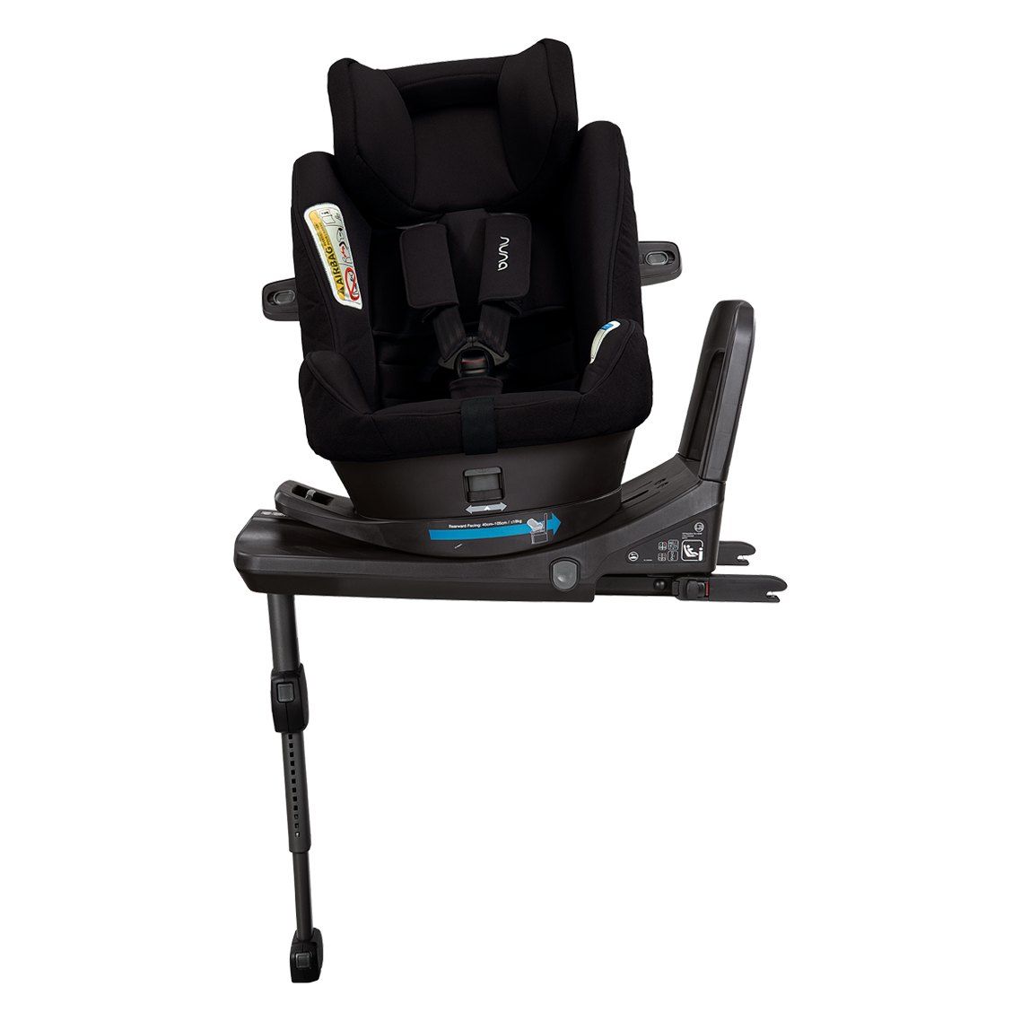 Le siège auto Norr, vu de face sur sa base ISOFIX.